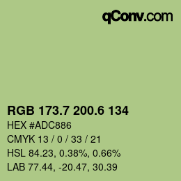 カラーコード: RGB 173.7 200.6 134 | qconv.com