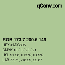 カラーコード: RGB 173.7 200.6 149 | qconv.com