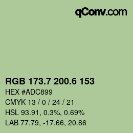 カラーコード: RGB 173.7 200.6 153 | qconv.com