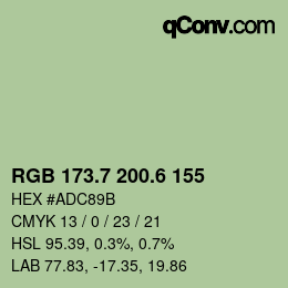カラーコード: RGB 173.7 200.6 155 | qconv.com