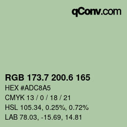 カラーコード: RGB 173.7 200.6 165 | qconv.com