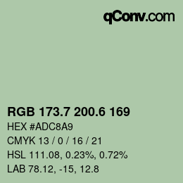 カラーコード: RGB 173.7 200.6 169 | qconv.com
