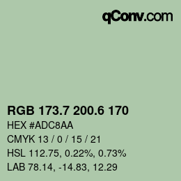 カラーコード: RGB 173.7 200.6 170 | qconv.com