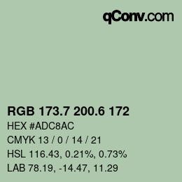 カラーコード: RGB 173.7 200.6 172 | qconv.com
