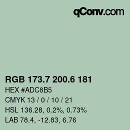 カラーコード: RGB 173.7 200.6 181 | qconv.com
