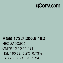 カラーコード: RGB 173.7 200.6 192 | qconv.com