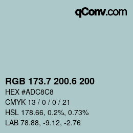 カラーコード: RGB 173.7 200.6 200 | qconv.com