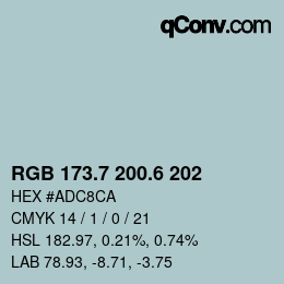 カラーコード: RGB 173.7 200.6 202 | qconv.com