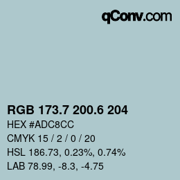 カラーコード: RGB 173.7 200.6 204 | qconv.com