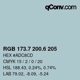 カラーコード: RGB 173.7 200.6 205 | qconv.com