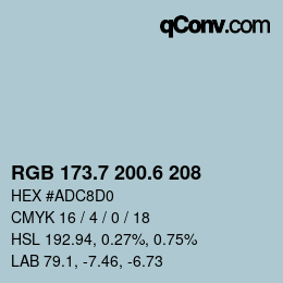 カラーコード: RGB 173.7 200.6 208 | qconv.com