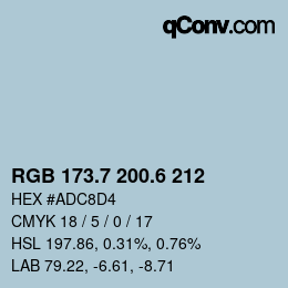 カラーコード: RGB 173.7 200.6 212 | qconv.com