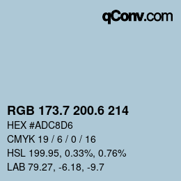カラーコード: RGB 173.7 200.6 214 | qconv.com