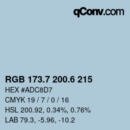 カラーコード: RGB 173.7 200.6 215 | qconv.com