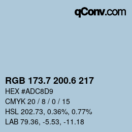 カラーコード: RGB 173.7 200.6 217 | qconv.com