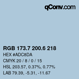 カラーコード: RGB 173.7 200.6 218 | qconv.com