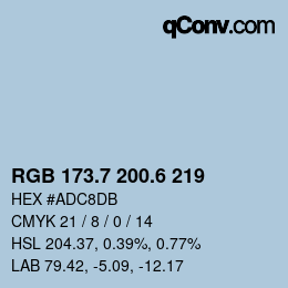 カラーコード: RGB 173.7 200.6 219 | qconv.com