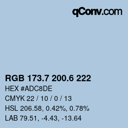 カラーコード: RGB 173.7 200.6 222 | qconv.com