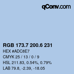 カラーコード: RGB 173.7 200.6 231 | qconv.com