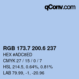 カラーコード: RGB 173.7 200.6 237 | qconv.com