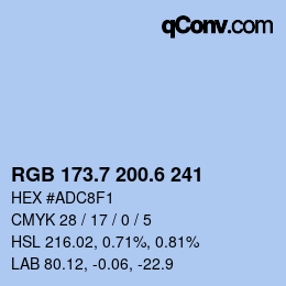 カラーコード: RGB 173.7 200.6 241 | qconv.com