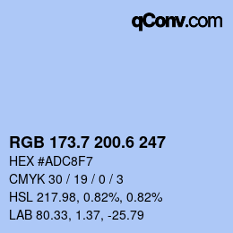 カラーコード: RGB 173.7 200.6 247 | qconv.com