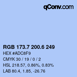 カラーコード: RGB 173.7 200.6 249 | qconv.com