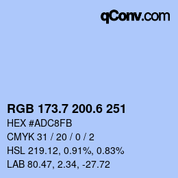 カラーコード: RGB 173.7 200.6 251 | qconv.com