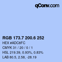 カラーコード: RGB 173.7 200.6 252 | qconv.com