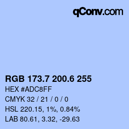 カラーコード: RGB 173.7 200.6 255 | qconv.com