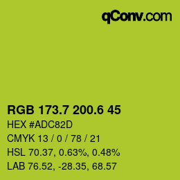 カラーコード: RGB 173.7 200.6 45 | qconv.com