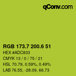 カラーコード: RGB 173.7 200.6 51 | qconv.com