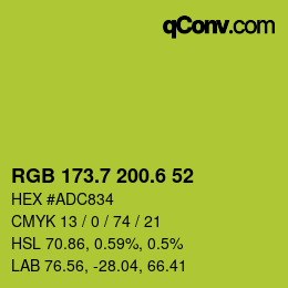 カラーコード: RGB 173.7 200.6 52 | qconv.com