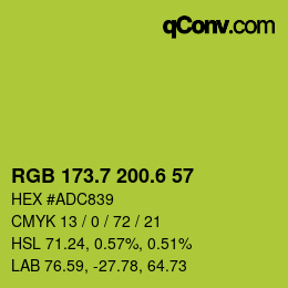 カラーコード: RGB 173.7 200.6 57 | qconv.com