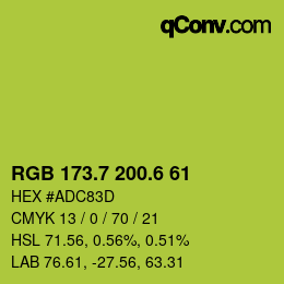 カラーコード: RGB 173.7 200.6 61 | qconv.com