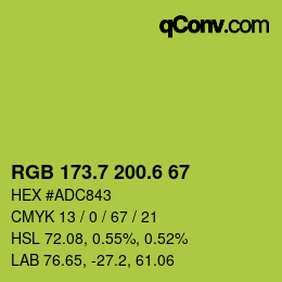カラーコード: RGB 173.7 200.6 67 | qconv.com