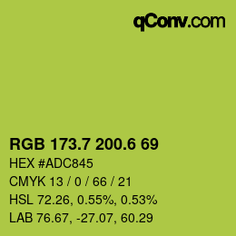 カラーコード: RGB 173.7 200.6 69 | qconv.com