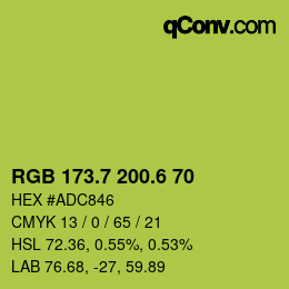 カラーコード: RGB 173.7 200.6 70 | qconv.com