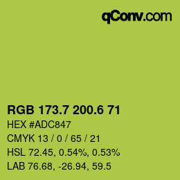 カラーコード: RGB 173.7 200.6 71 | qconv.com