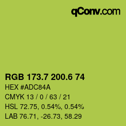 カラーコード: RGB 173.7 200.6 74 | qconv.com