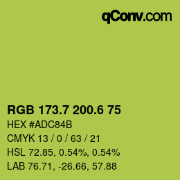 カラーコード: RGB 173.7 200.6 75 | qconv.com
