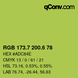 カラーコード: RGB 173.7 200.6 78 | qconv.com