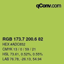 カラーコード: RGB 173.7 200.6 82 | qconv.com