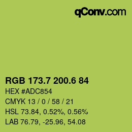 カラーコード: RGB 173.7 200.6 84 | qconv.com