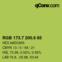 カラーコード: RGB 173.7 200.6 85 | qconv.com