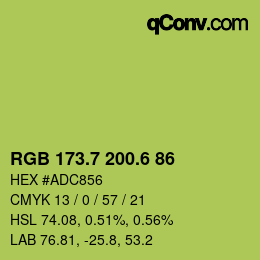 カラーコード: RGB 173.7 200.6 86 | qconv.com