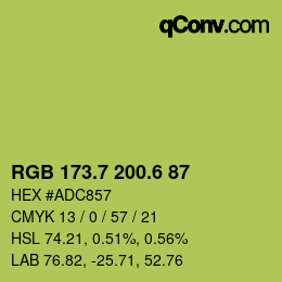 カラーコード: RGB 173.7 200.6 87 | qconv.com