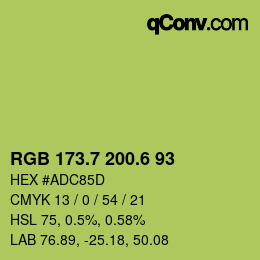カラーコード: RGB 173.7 200.6 93 | qconv.com
