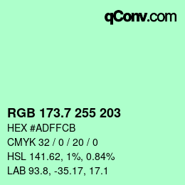 カラーコード: RGB 173.7 255 203 | qconv.com