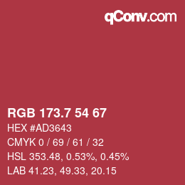 カラーコード: RGB 173.7 54 67 | qconv.com